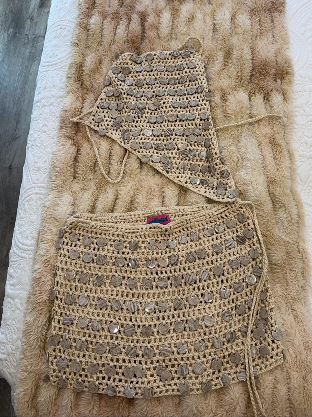 Edikted Crochet Beach Cover-Up Set in Cream - Women Swim 🤍 XS